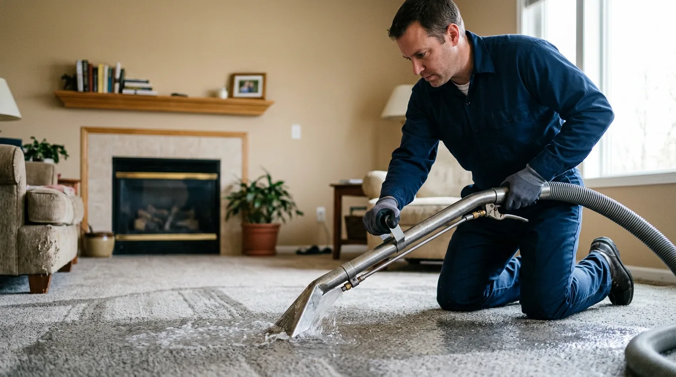 Water damage restoration technician working near Easton, CT